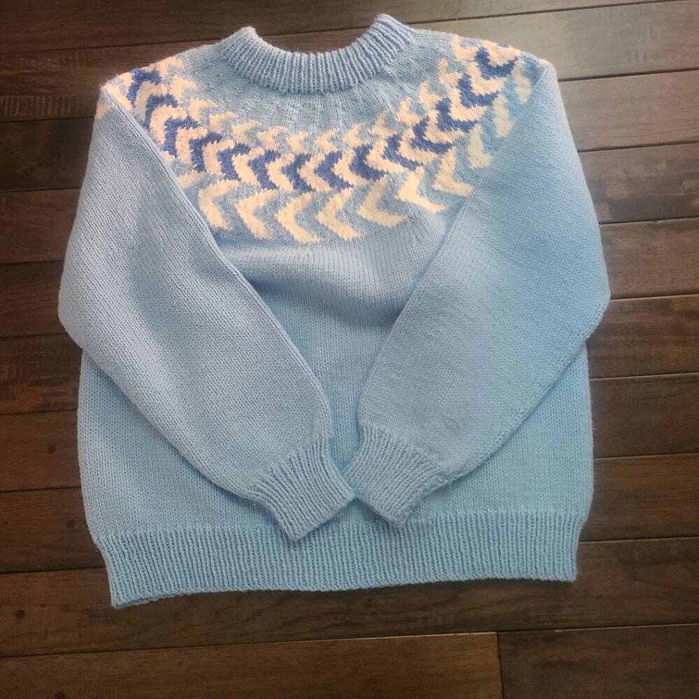Blue Vintage 90s Handknit Nordic Sweater